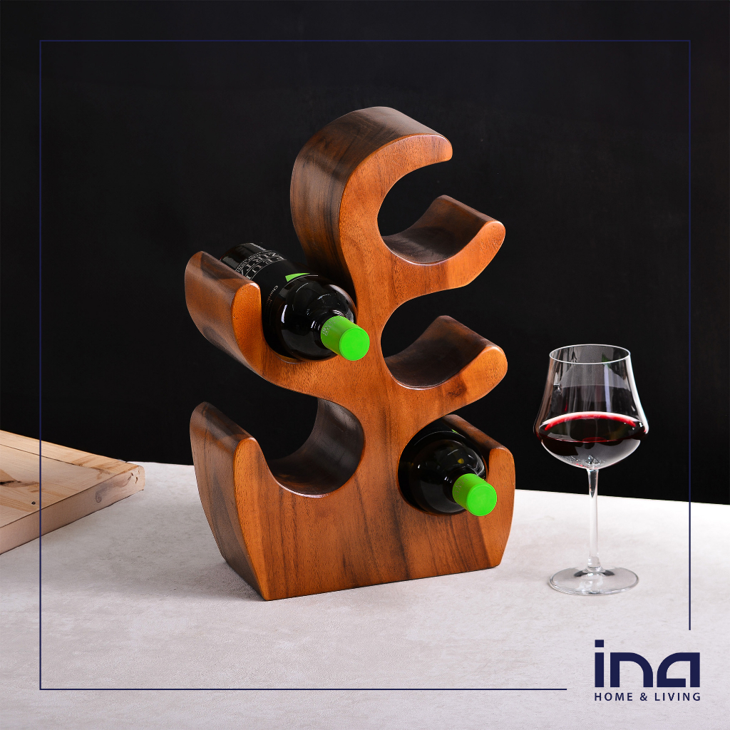 INAH&amp;L - Rak Wine Kayu Wooden Wine Rack Sanite