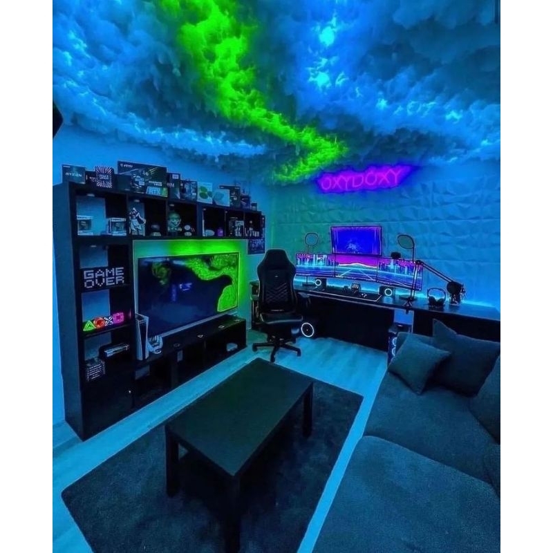 HIASAN LAMPU AWAN DAKRON EFEK PETIR RUNNING SENSOR SUARA Awan awanan buat dikamar lampu tidur modern