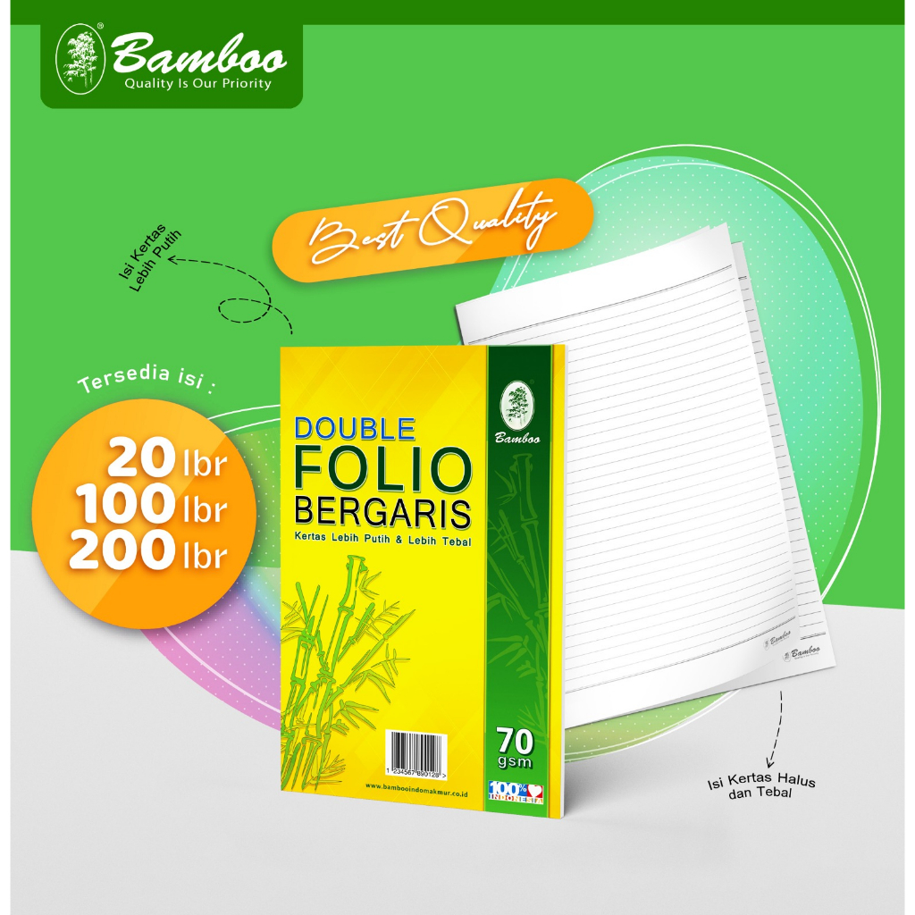 

Kertas Double Folio Bergaris Bamboo [100 Sheets]