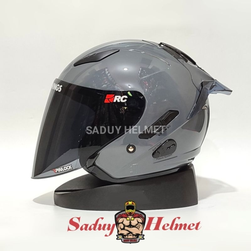 KYT GALAXY FLAT R GORILA GREY HELM HALF FACE KYT PAKET GANTENG