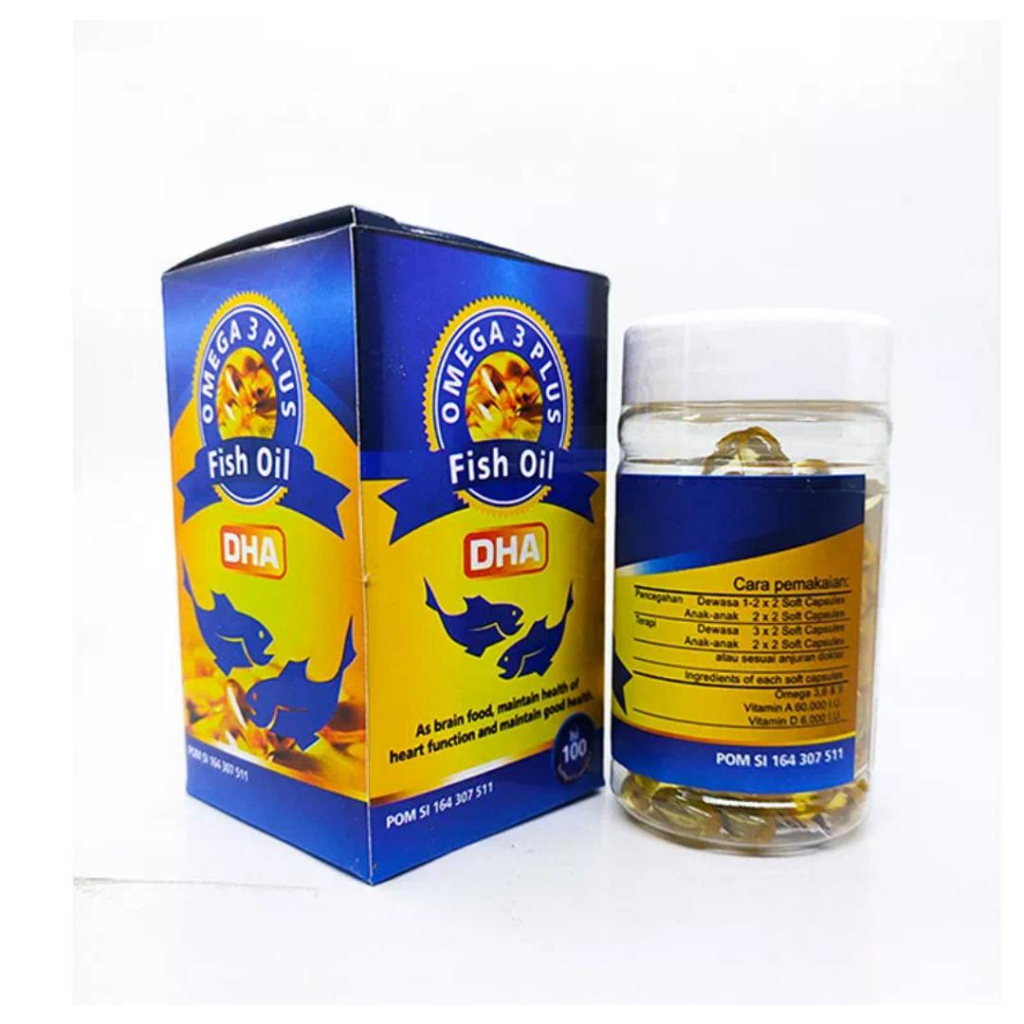 [ COD ] Omega 3 Squalen Gold Minyak Ikan Plus Fish Oil - 100 Kapsul - omega 3 1000 mg ikan salmon - 