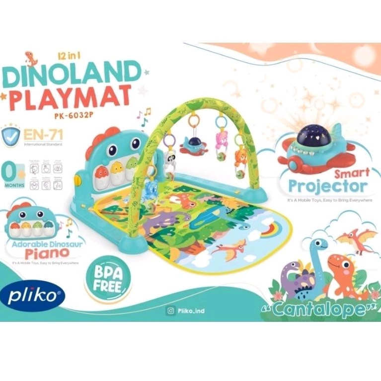 [FREE BUBLE WRAP]PLAYMAT PIANO PLIKO DINOLAND 12 IN 1 PK6032P | BABY PLAYGYM PIANO MAINAN BAYI | PLA