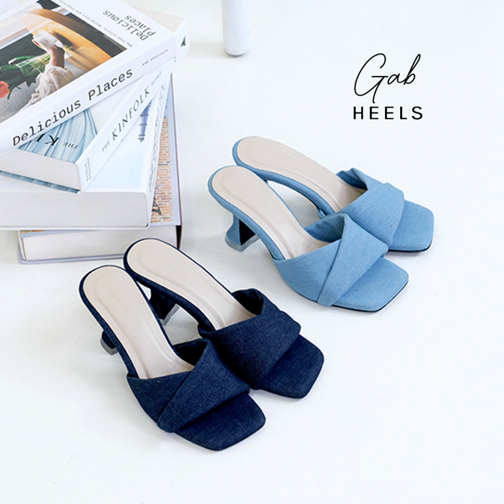 Sandal Heels Wanita LANGKAHKOO Gab Navy LightBlue