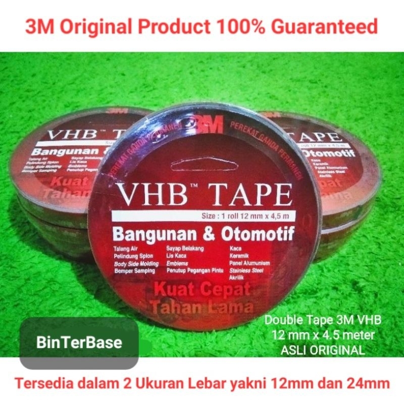 

Double tape 3M Original 100% VHB 12mm 24mm x 4,5m 4.5m dauble doble side Lem Perekat Asli