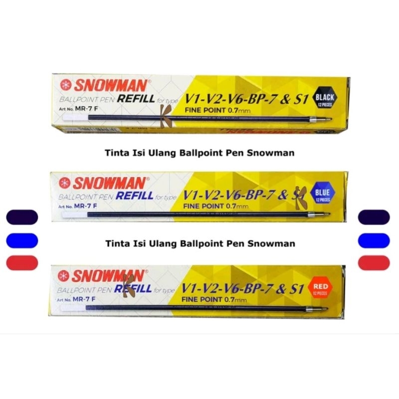 

refill Ballpoint snowman V1/V7 (harga tertera untuk pemesanan 1dozen)