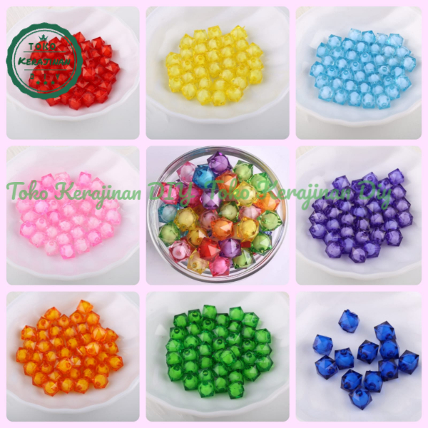 (60 Pcs) Manik Manik Kristal Akrilik Mote Kristal Bahan Craft Meronce