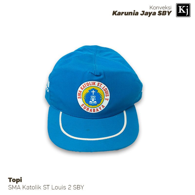 Topi Sekolah SMA Logo Sablon + Gesper Plastik