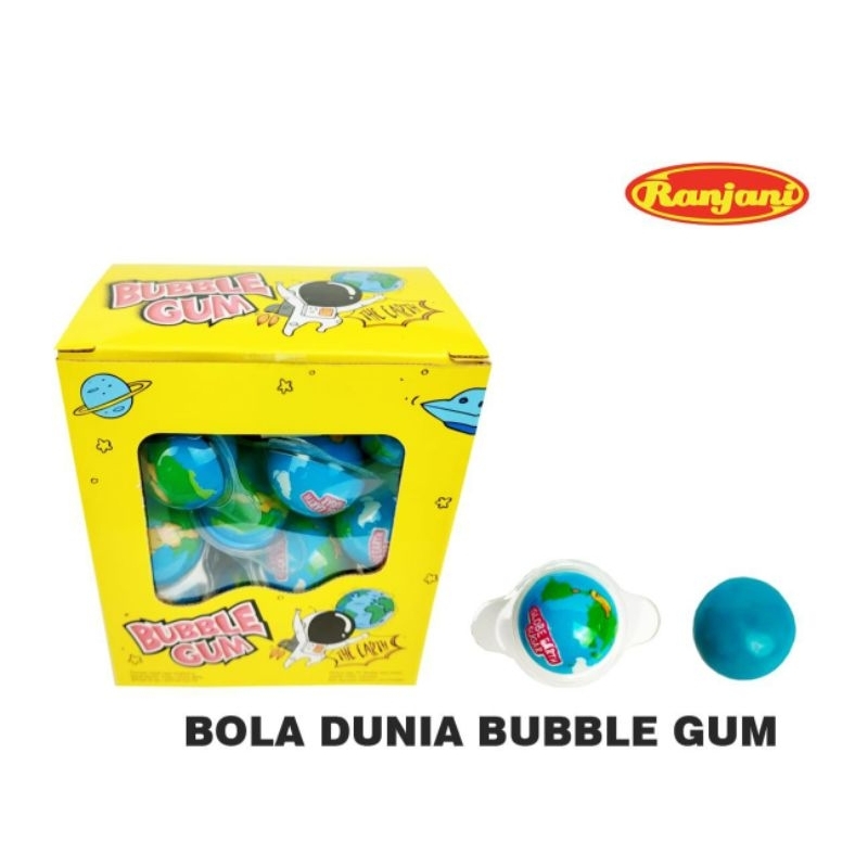 Permen Cemilan Snack Bubblegum Karet Bola Dunia UFO Mainan Anak Murah (isi 24 pcs)