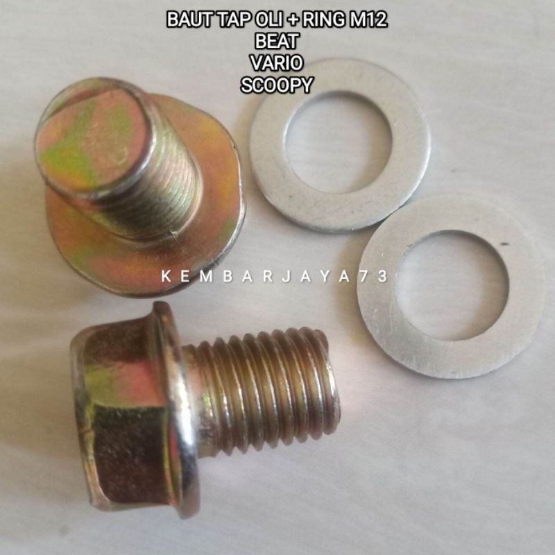 BAUT TAP OLI BEAT VARIO SCOOPY SET RING TAP M12 BAUT TAP OLI MESIN BAWAH SET RING BEAT SCOOPY VARIO