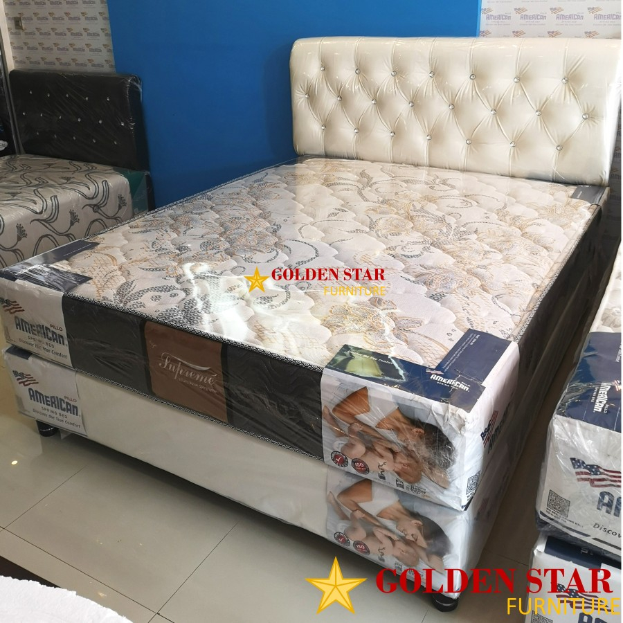 Kasur American Pillo Supreme /SET Spring bed 160/180 Springbed Putih