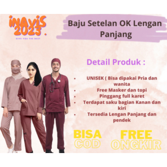 Baju Oka Kesehatan /Baju Perawat Lengan Panjang
