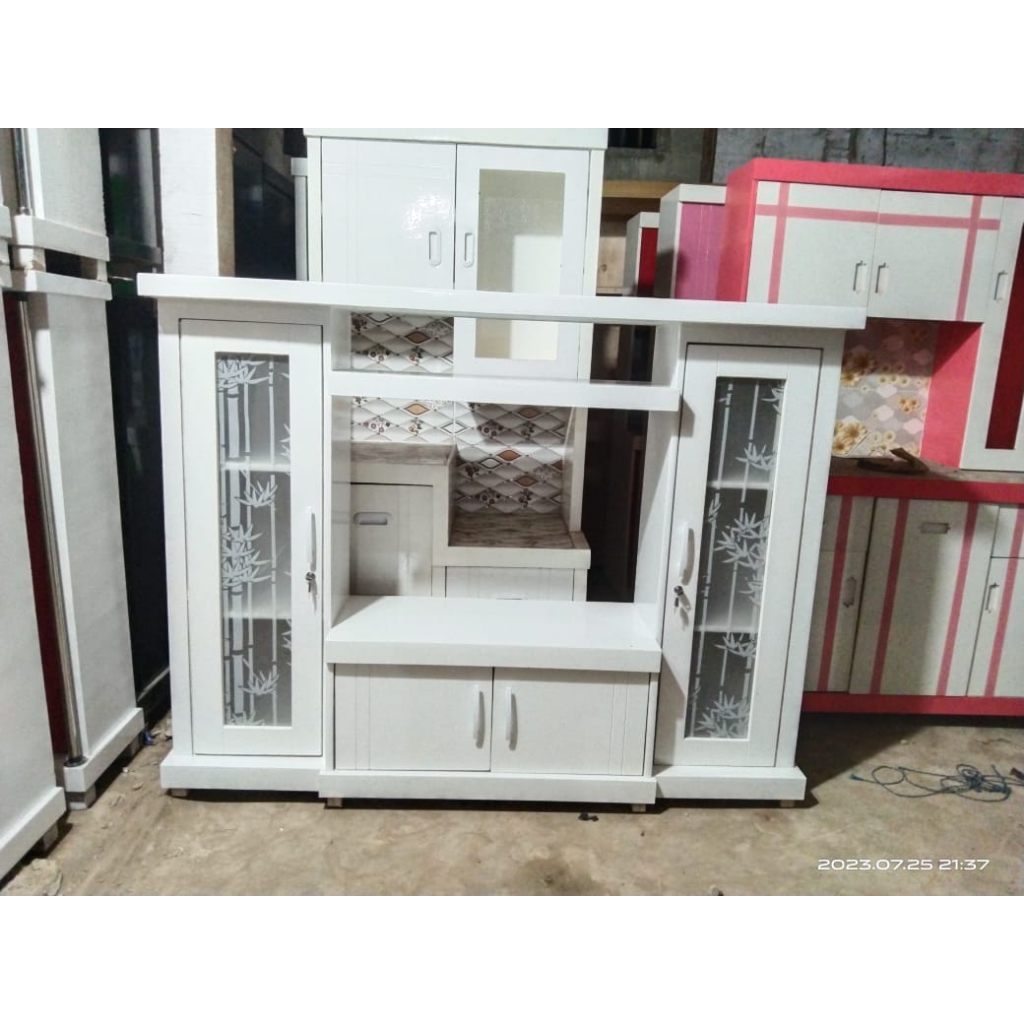 BUFET TV AVANZA KACA MOTIF MINIMALIS MURAH / BUFET AVANZA MOTIF MINIMALIS / BUFET TV DAN PAJANGAN