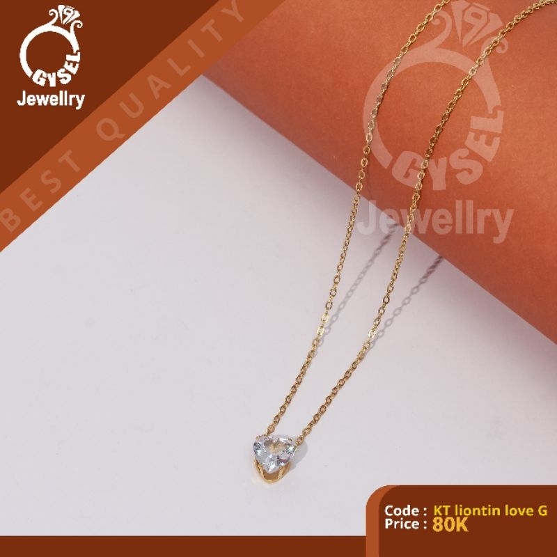 KT Liontin Love G - Kalung Liontin Love Mata Titanium Gold