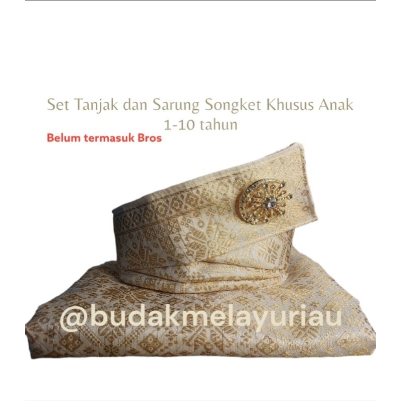 (khusus anak) SET TANJAK DAN SARUNG SONGKET KHAS MELAYU BAHAN FULL SONGKET