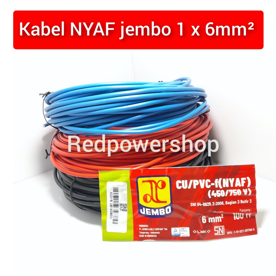 Kabel NYAF 6mm Jembo Serabut tunggal cocok otomotif ground harga ecer per meter