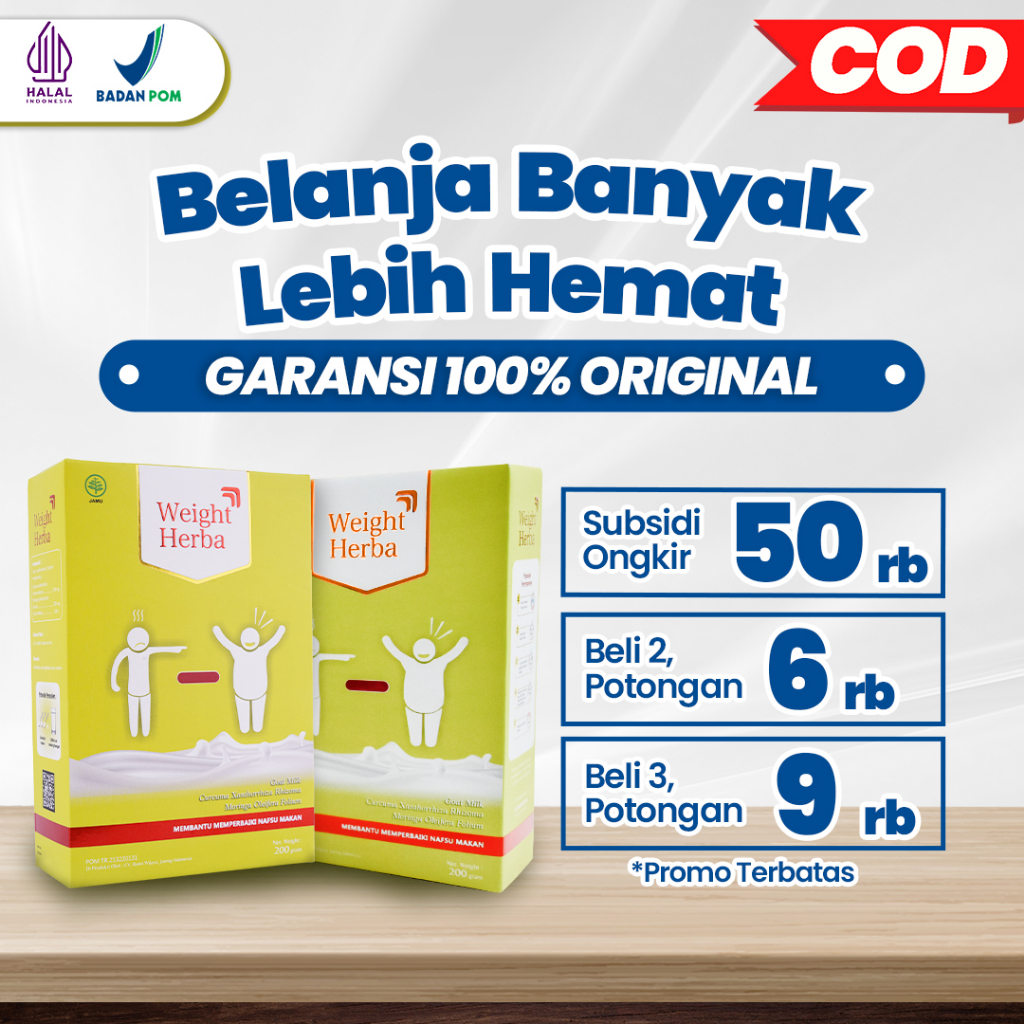 

Original WEIGHT HERBA - Susu Herbal Alami Tingkatkan Nafsu Makan dan Tambah Berat Badan Isi 200 gram