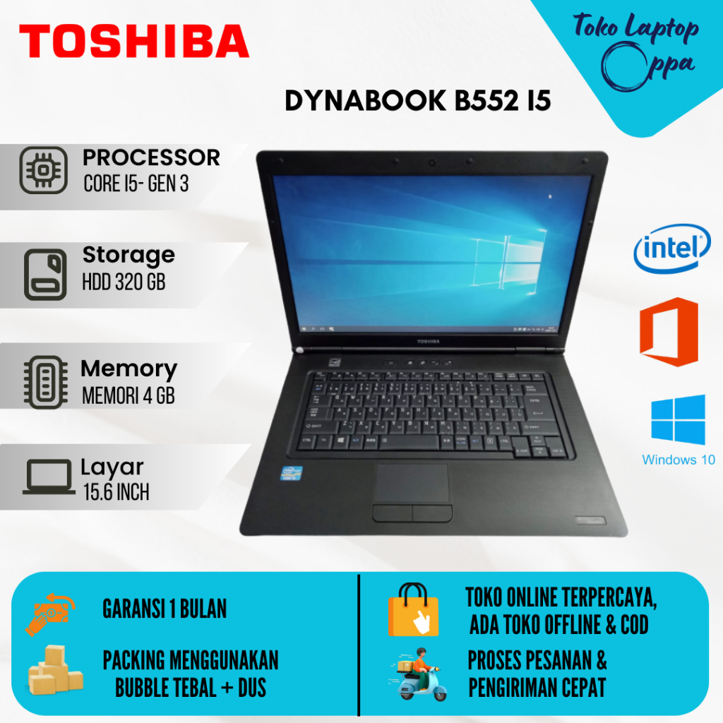 LAPTOP CORE i5 MURAH TOSHIBA B552 MEMORY 4GB HARDDISK 320 GB