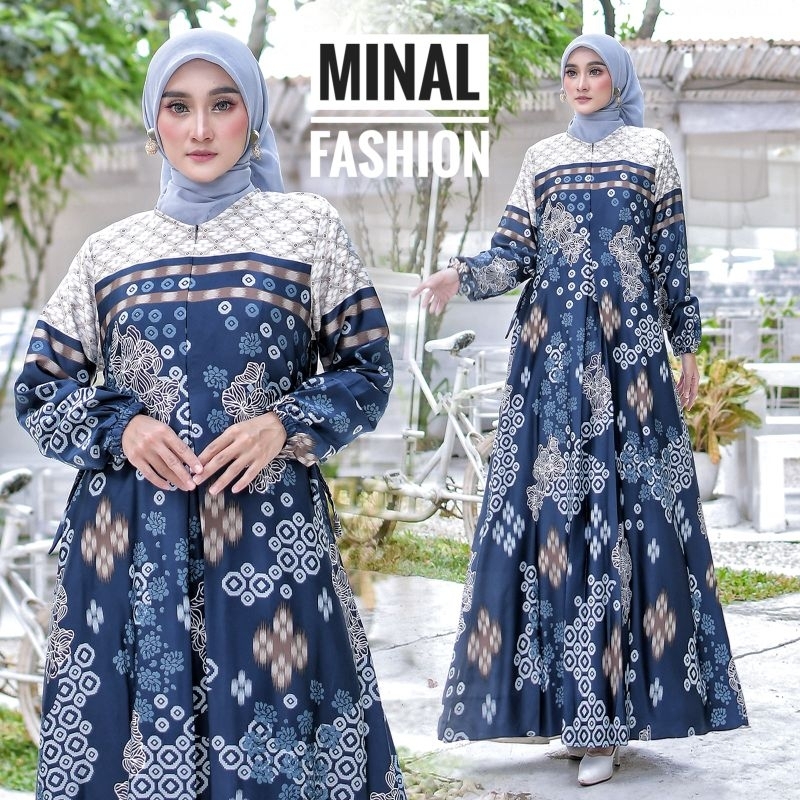 (Jumbo Ori Ready) Gamis Silk Dress Mutif Navah/ Model Gamis Terbaru 2023/Gamis silk motif/Seply sati