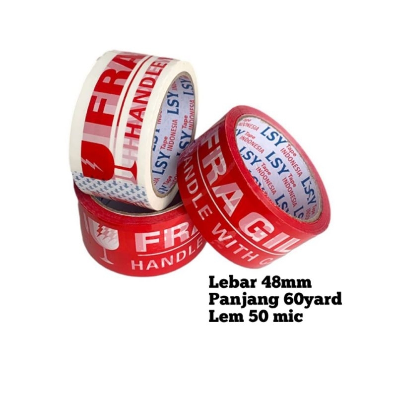 

lakban fragile full merah & putih 48mm x 60yard ( CBM )