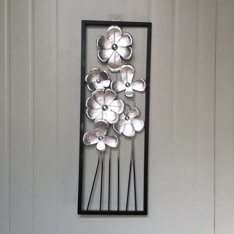 Hiasan Dekorasi Pajangan Dinding Daun Besi Lilac Silver Perak Metal Luxury Clai home decoration