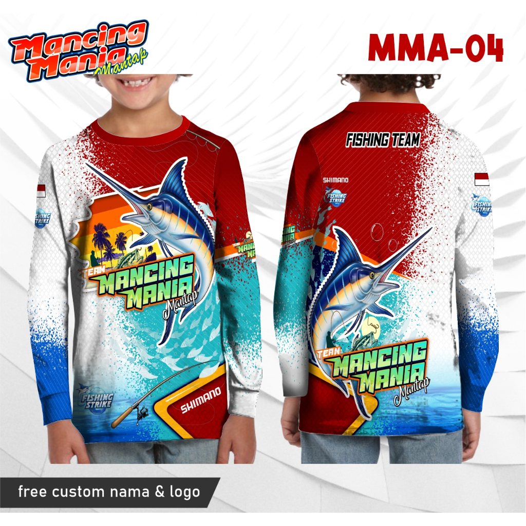 Kaos anak jersey mancing mania baju mancing fishing team lengan panjang MMA 04