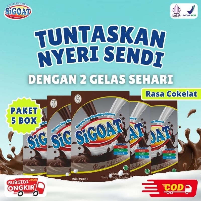 

5 BOX SIGOAT COKELAT SUSU KAMBING ETAWA BUBUK ORIGINAL MURAH ATASI NYERI LUTUT TULANG SENDI ASAM URAT BATUK MENAHUN ASMA PARU-PARU