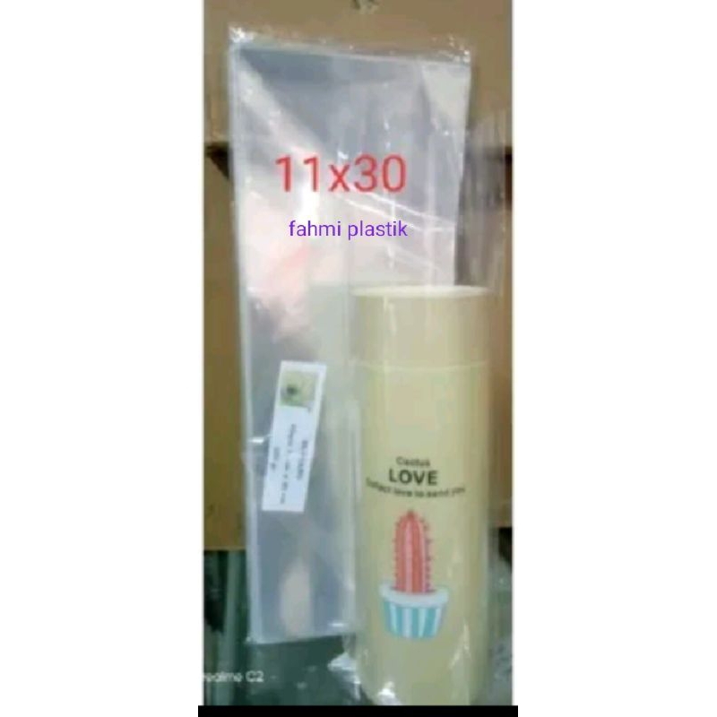 11x30plastik opp/kaca/plastik bungkus  souvenir botol kaktus.1pak isi -+50embar