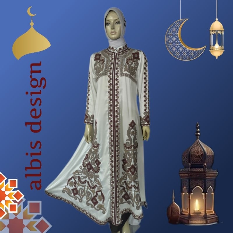 Gamis Albis Bordir Timbul Payung (ORI)