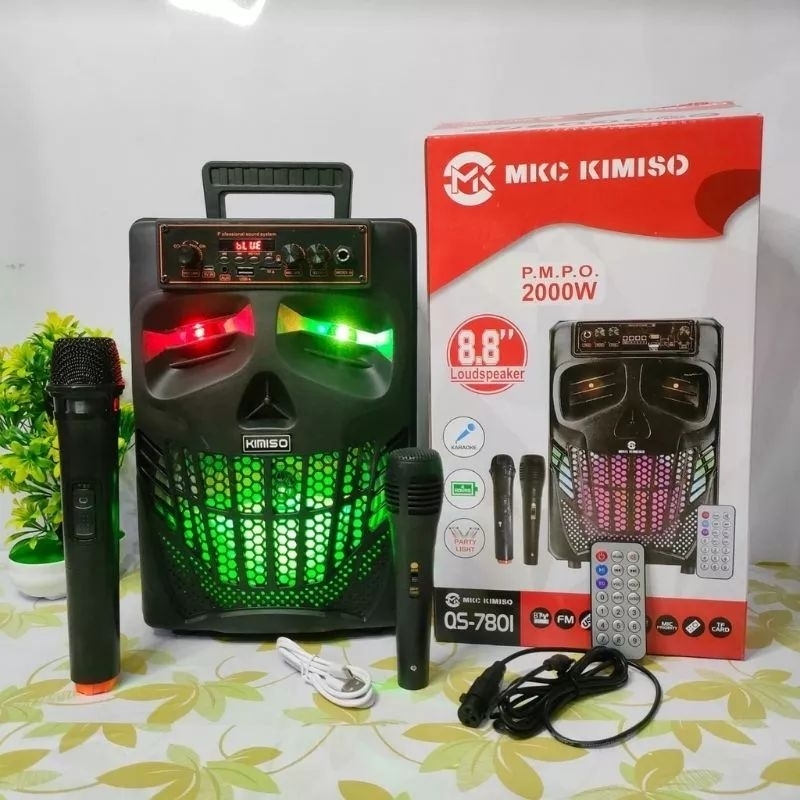 Speaker Bluetooth Bass Mic Wireless 8.8 inchi spiker 7801 werles