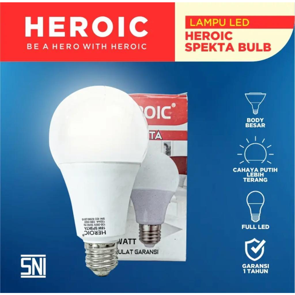 LAMPU LED BERGARANSI/ LAMPU LED HEROIC SPEKTA/LAMPU LED PUTIH/LAMPU LED GARANSI/ LAMPU HEROIC