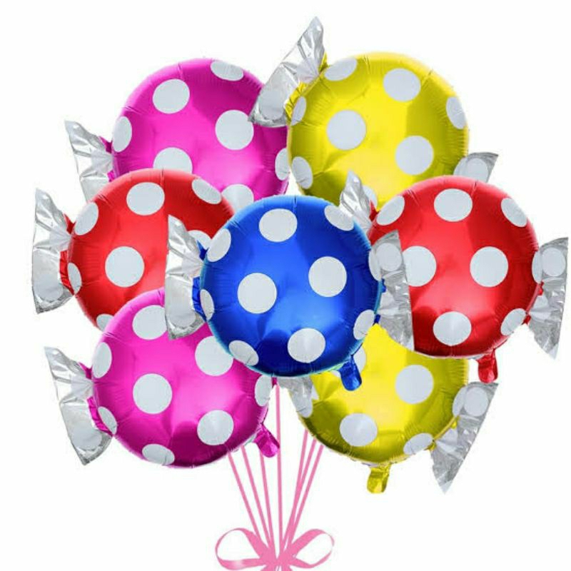 Balon foil karakter permen candy warna warni balloon baloon dekorasi hiasan pesta ulang tahun ultah 