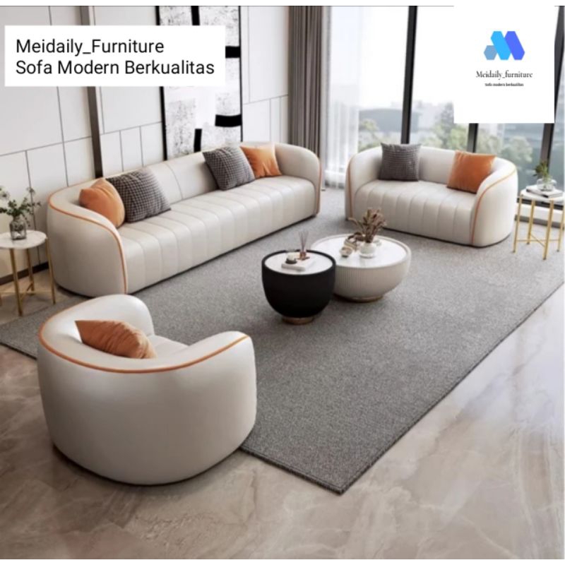 Sofa Kulit 321 Kursi Tamu Minimalis Sofa Modern Mewah