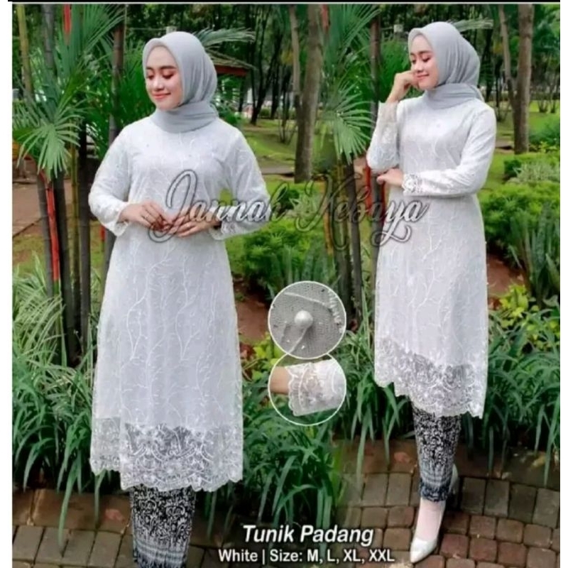 Ready Set Tunik Putih Bersih Modern//Kebaya Putih/Tunik Brukat Putih//Tunik Tille Putih/Baju Kebaya 