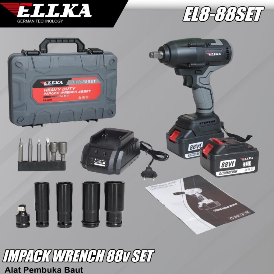 Promo Impact Wrench 88volt 88Hd Batrai 2 Pcs MESIN BOR TANGAN / JLD 48S CORDLESS IMPACT WRENCH BRUSH