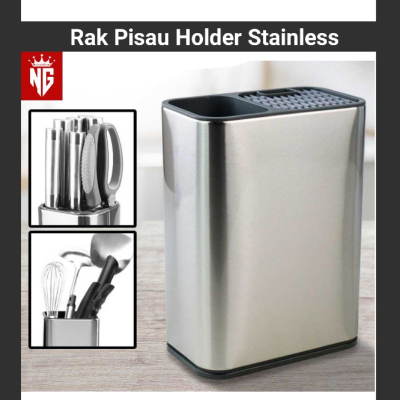 Rak Tempat Wadah Penyimpanan Pisau Dapur Aesthetic dan Sendok Garpu Spatula Stainless Stenlis Kitche