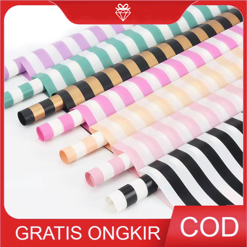

20LEMBAR Wrapping Striped Garis - Cellophane Buket Bunga W039