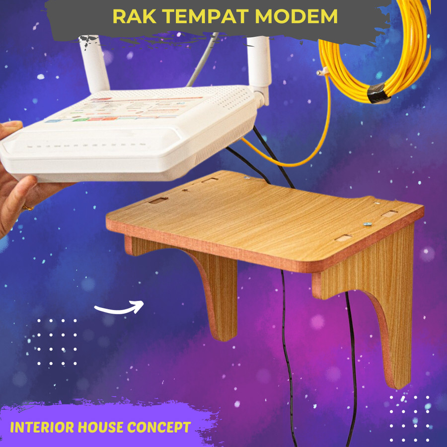 Rak Modem Dinding Wifi Router Gantung Rak Tempat Modem Remote TV
