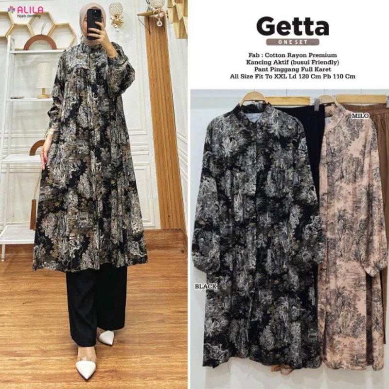 ORI ALILA SET LONG TUNIK MOTIF AZURA CELANA POLOS JUMBO | ORI N&B ONESET KOTAK-KOTAK