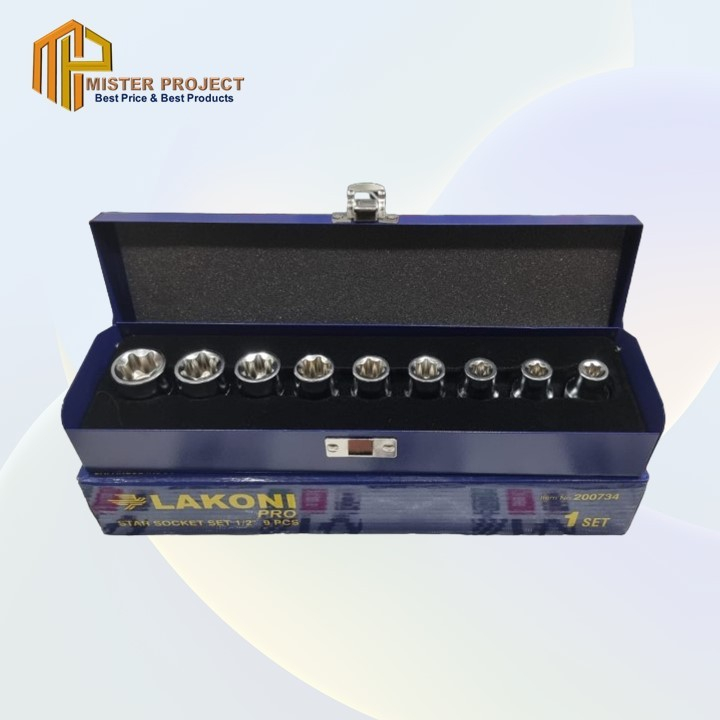 Star Socket E Set 9 Pcs Mata Sok Bintang Kunci Sok Bintang