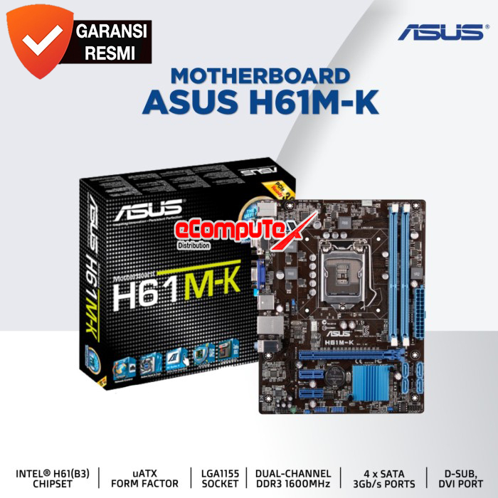 MOTHERBOARD ASUS H61M-K LGA1155/ H61 MK LGA1155