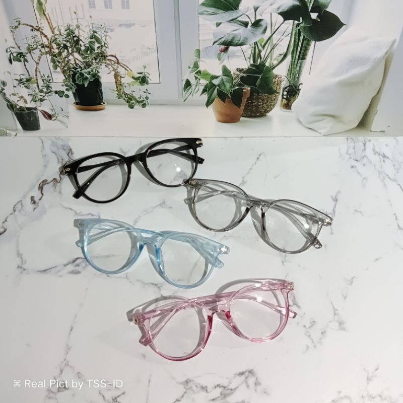Kacamata Fashion Anti Radiasi Korea Frame Plastik Oval Bulat Kacamata Baca Murah Kekinian