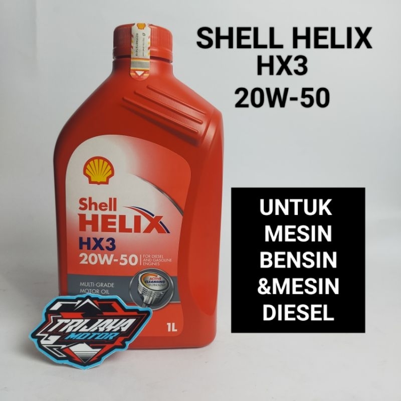OLI SHELL HELIX HX3 20W-50 1 LITER UNTUK MESIN BENSIN DAN DIESEL