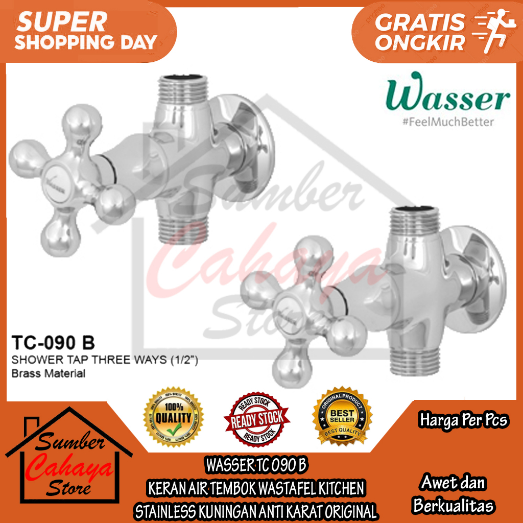 WASSER   TC 090 B KERAN AIR TEMBOK SHOWER WASTAFEL BATHUP AER MANDI STAINLESS KERAN DINDING AIR DING