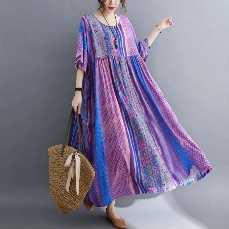 74003 Baju Maxidress longdress LOOSE DRESS OVERSIZED ukuran besar dres Korea Korean style wanita pre