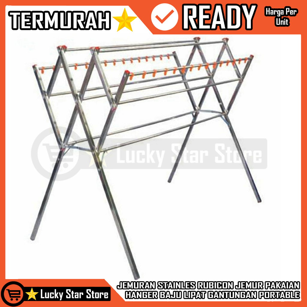 [Instant] JEMURAN BAJU LIPAT STAINLESS STEEL RUBICON PAKAIAN PORTABLE JEMUR HANGER KUAT GANTUNGAN PA