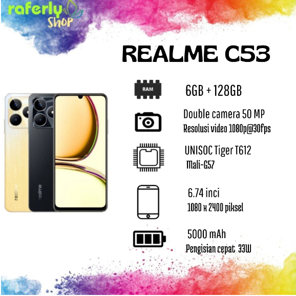 Hp terbaru 2023 Realmi C53 Ram 6/128GB | 8/256GB 5000mAh 50MP FHD Kamera Smartphone 5G Handphone and