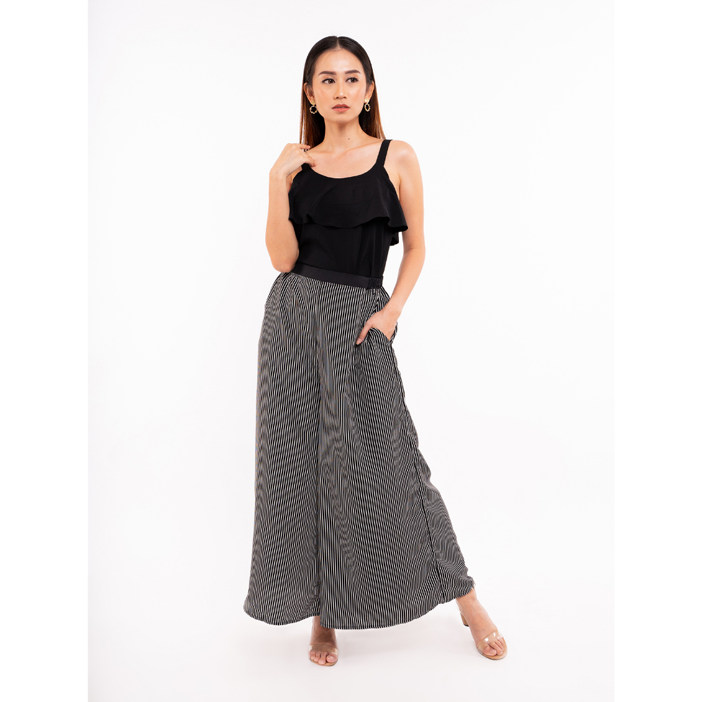 REMI - Lyia Pants | Celana Kulot Salur Garis Garis Hitam Putih