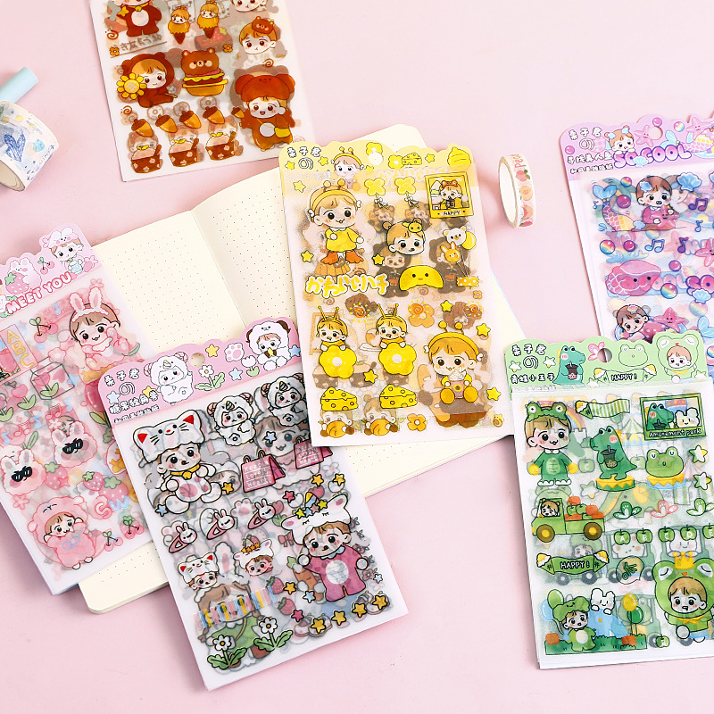 

4Pcs Stiker Set Dekor Buku Diary Japanese Style Coco Girl - SP02 Polarbear