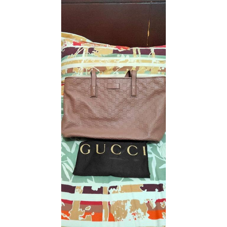 Preloved Gucci Tote Bag Pink Leather