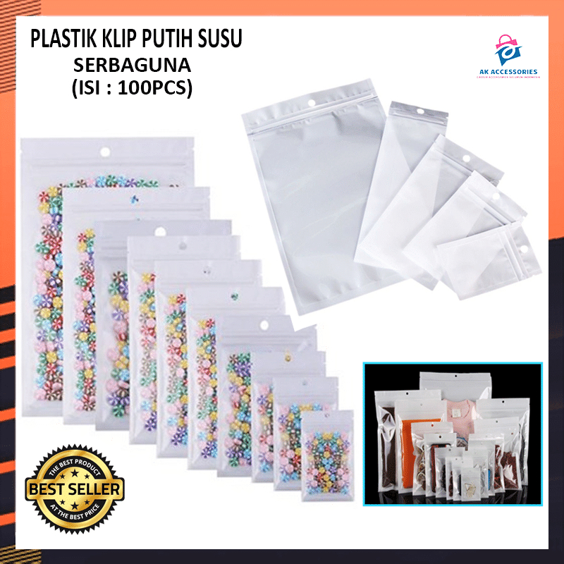 AKACC PLASTIK ZIPLOCK PUTIH SUSU ISI 100PCS / PLASTIK KLIP ZIPLOCK